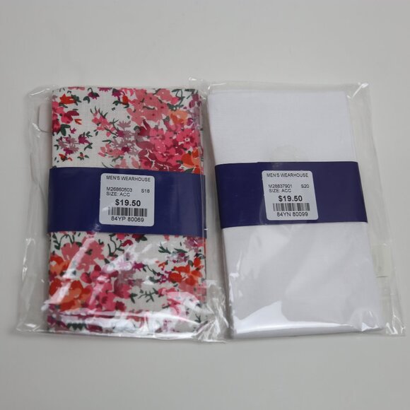 4-Pack Egara Floral Multicolor and White Pre-folded Pocket Square Men's - Picture 2 of 4
